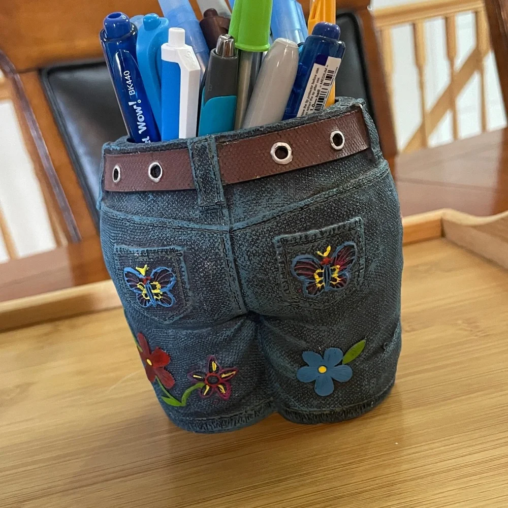 Denim Butterfly Pen Holder